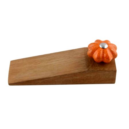 Orange Crackle Melon Ceramic Wooden Door Stopper